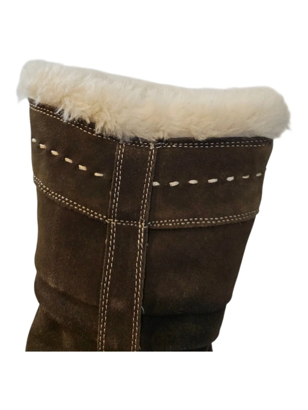 White Mountain Size 8 Trader Leather Boots Faux Fur